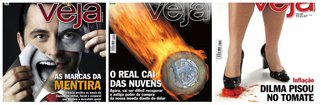 Folha, Estado, Globo, colunistas políticos... todos demonstraram irritação contra a expressão "guerra psicológica", usada pela presidente Dilma Rousseff contra setores da sociedade que instilam pessimismo injustificado na economia; só faltava Veja, a mesma que revista que apostou na inflação do tomate e no dólar a R$ 3; agora, não falta mais: revista nega jogar ou torcer contra País, na mesma edição em que afirma que alguém mentirá para você ainda hoje; verdade ou mentira?