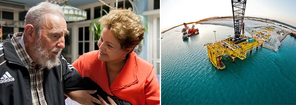 A presidente Dilma esteve ontem com o líder da Revolução Cubana, Fidel Castro, a quem agradeceu pelos profissionais que atuam no Mais Médicos e também prometeu mais apoio econômico; Brasil irá liberar mais R$ 701 milhões para a criação de uma zona econômica especial no Porto de Mariel, construído pela Odebrecht e financiado pelo BNDES; em nota, senador Aécio Neves (PSDB-MG) contestou apoio do governo brasileiro ao regime cubano