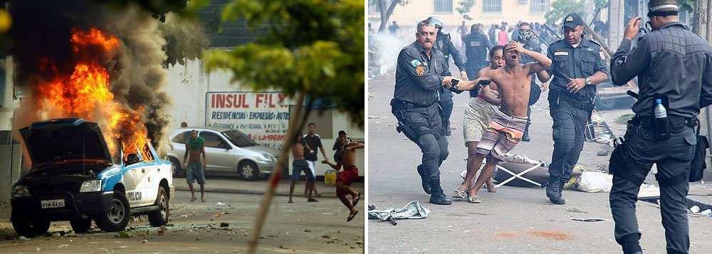 PMs cumprem a reintegração de posse de um edifício da Oi, ocupado por cerca de 5 mil moradores há 11 dias, na região do Engenho Novo e Jacaré, zona norte do Rio; uma das lideranças dos manifestantes foi presa e o confronto se acirrou; policiais usam bombas de efeito moral e gás lacrimogênio; repórter do jornal O Globo foi detido e demais jornalistas e fotógrafos que fazem a cobertura foram agredidos fisicamente e verbalmente