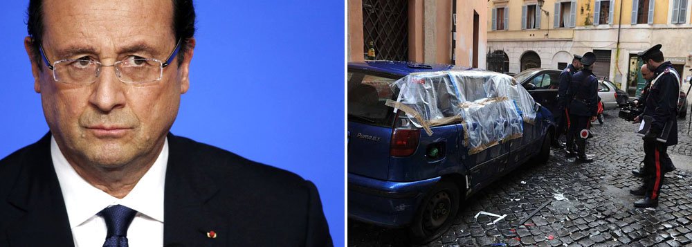 Explosão só provocou danos materiais, atingindo a janela de um edifício e três carros que estavam estacionados na Vicolo della Campana, uma pequena rua do centro histórico da capital italiana, informou a polícia; até o momento, nenhum ato de reivindicação foi encontrado ou transmitido às autoridades; presidente da França vai se encontrar com o Papa no Vaticano