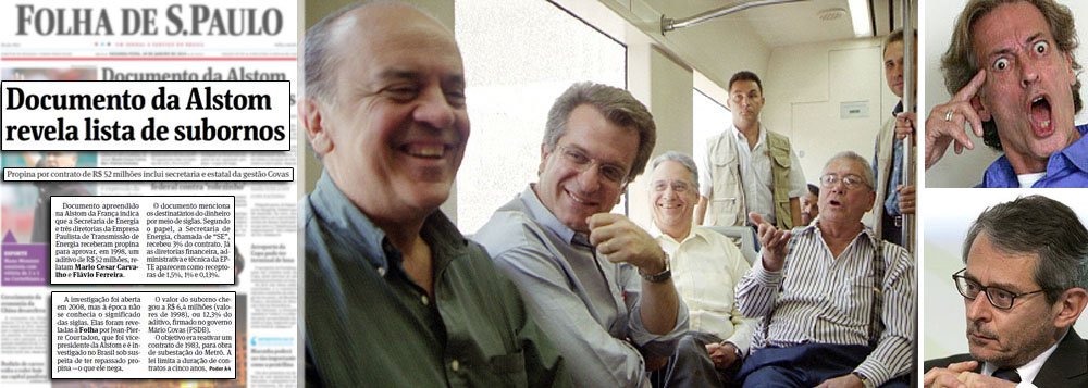 Cresce poder do vereador do PSDB sobre jornal da família Frias; nesta segunda-feira 20, Folha de S. Paulo dá em manchete lista de subornos pagos pela Alstom, em 1998, para "a Secretaria de Energia"; secretário de Energia na ocasião era Andrea Matarazzo, mas nome dele não aparece na capa do jornal; foto também não; identificação só vai surgir na 40ª linha e no pé de um box na página A4; no sábado, em página nobre, ele assinou artigo sobre rolezinhos, mas na vida real Matarazzo é o principal suspeito de ter embolsado propina de R$ 1,56 milhão; blindagem tem a ver com o fato de ele ser amigo pessoal de José Serra e ter sido tesoureiro da campanha à reeleição de Fernando Henrique Cardoso?; resposta com o Macaco Simão; afinal, blindagem burra soa como piada à inteligência do leitor