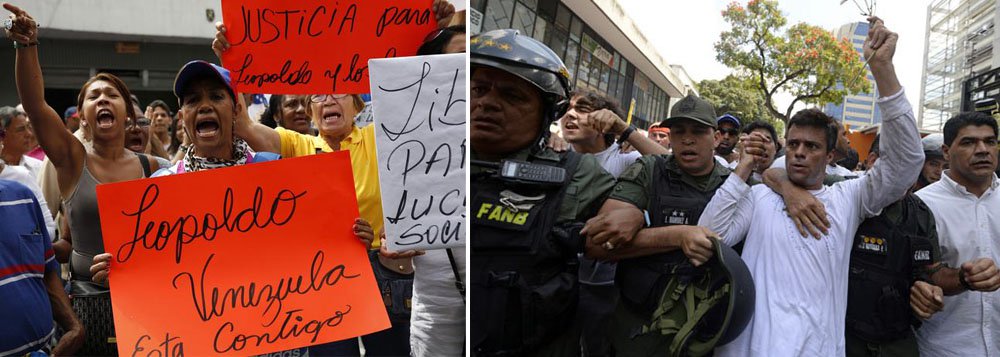 Leopoldo López é acusado pelo governo de Nicolás Maduro de terrorismo, lesões graves, incêndio de prédios públicos, danos a propriedade pública, intimidação pública, instigação, delinquência e delitos de associação