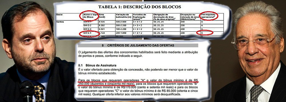 Área onde está o poço de Libra já havia sido leiloada no passado, quando a Agência Nacional do Petróleo era comandada por David Zylbertajn, genro do ex-presidente FHC; bônus de assinatura foi irrisório; "era tão barato que, mesmo com esse preço, a Agip arrematou a área por R$ 134 milhões, ágio de 53.564%", diz o texto de Fernando Brito