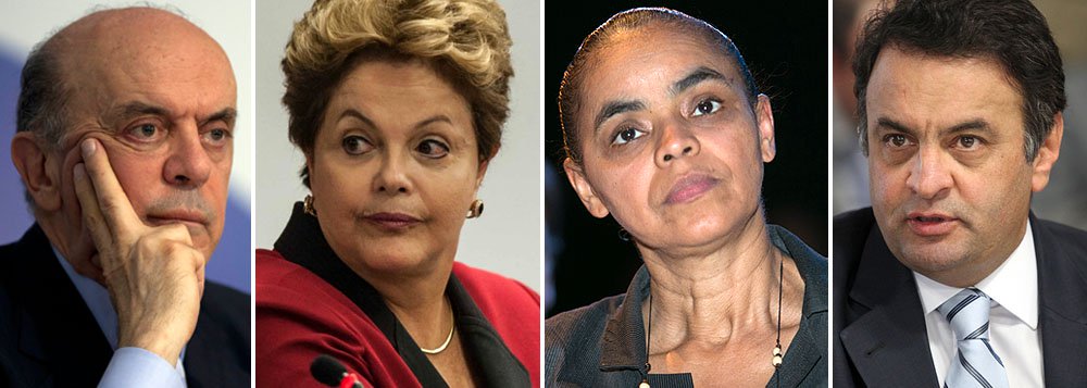 Ex-governador de São Paulo vence nos cenários em que é colocado no Estado do Paraná. No primeiro, com Aécio Neves, ele faz 29% contra 25% de Dilma e 21% de Marina. O senador mineiro tem 9% e o governador pernambucano, Eduardo Campos (PSB), atinge 3%. No segundo cenário, agora sem Aécio, José Serra amplia a vantagem para 34%. Mostra é do Instituto Paraná Pesquisas