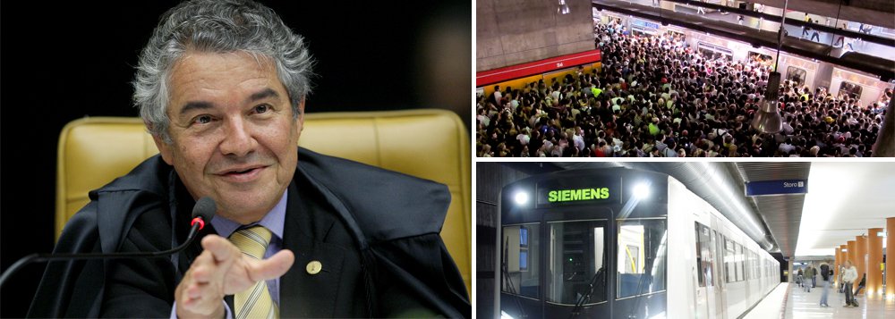 Após anunciar intenção de desmembrar o processo sobre suspeita de formação de cartel entre as multinacionais Siemens e Alstom e o governo de São Paulo, ministro Marco Aurélio Mello, do STF, sustenta a derrubada do segredo de Justiça; antes mesmo de receber oficialmente os autos da Procuradoria Geral da República, ele divetiu-se a respeito da eventual contundência do processo contra os réus; "muitos ficam a imaginar chifre em cabeça de cavalo, pensam que há coisas piores do que as que realmente estão ali", disse o ministro em atenção aos acusados; na prática, desmembramento suaviza força de processo que envolve políticos do PSDB