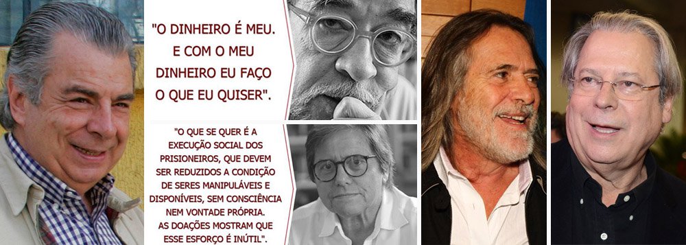 Ex-presidente da OAB, advogado José Roberto Batochio conta que doou R$ 1 mil a José Dirceu e ressalta que "solidariedade aos perseguidos é um valor a ser defendido na sociedade brasileira, que vive dias difíceis, quando muitos cultivam o ódio, sentimento típico de regimes fascistas"; outros colaboradores notórios da campanha, que chega à reta final, foram o escritor Fernando Morais e o jornalista Paulo Moreira Leite, que diz que as doações tornam inútil o esforço de se aplicar a "execução social dos prisioneiros"; ator global José de Abreu também doou R$ 1 mil ao amigo Dirceu, com o objetivo de "dividir a pena com ele"