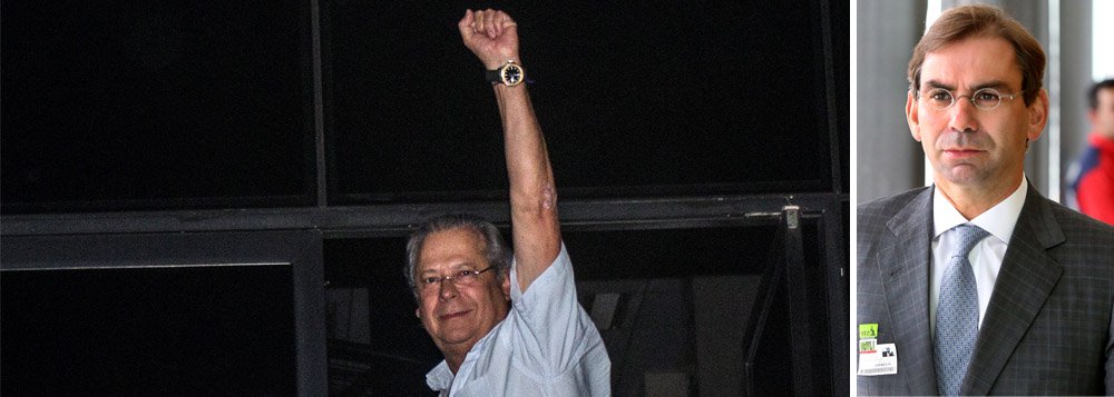Ex-ministro José Dirceu classificou, por meio de nota divulgada por seu advogado, José Luís Oliveira Lima, que a decisão de hoje do Supremo Tribunal Federal, que o absolveu pelo crime de formação de quadrilha, "atinge o coração, o cerne da acusação, demonstrando de maneira cabal a peça de ficção apresentada pelo Ministério Público"; na conclusão dos ministros do Supremo, os encontros dos réus acusados por esse crime não configuram quadrilha ou bando, nem seus atos prejudicaram a "paz pública"; ex-presidente do PT de alma lavada, mas ainda preso em regime fechado, apesar de ter direito ao semiaberto; absolvido da acusação de formação de quadrilha, Dirceu poderá ser colocado no regime aberto ainda neste 2014