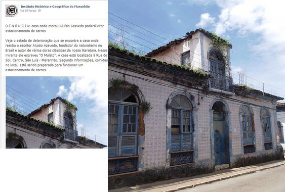 Um texto assinado pelo vice-presidente do instituto e professor de História Euges Lima, publicado no blog do instituto, explica que a postagem foi um meio encontrado pelo IHGM para iniciar um movimento para reverter à situação. Ele critica o fato da casa ainda pertencer a particulares e nunca ter se transformado em um museu; no mirante do imóvel Aluisio Azevedo escreveu a obra “O Mulato”