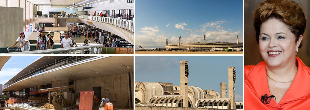 Expectativa da presidente Dilma Rousseff de "competição forte" na disputa dos aeroportos, colocada em entrevista exclusiva ao 247, se confirma; consórcio liderado pelo grupo Odebrecht, em parceria com o grupo Changi, de Cingapura, fez proposta de R$ 19 bilhões pelo terminal internacional do Rio de Janeiro, com ágio de 293%; "o Brasil já vive o maior ciclo de investimentos em infraestrutura de toda a sua história", diz a presidente; resultado do leilão torna risível a crítica sobre desconfiança de empresários em relação ao Brasil; em Confins, venceu a CCR com oferta de R$ 1,8 bilhão e ágio de 66%; nesta rodada, governo arrecadou R$ 20,8 bilhões; segundo a presidente Dilma, resultado foi "muito além da expectativa"