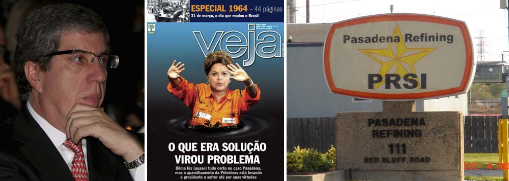 Capa de Veja desta semana, que mostra Dilma Rousseff se afogando num mar de petróleo, foi até suave para a presidente; revista afirma que ela fez "quase tudo certo" no caso Pasadena e lembra que foi a primeira integrante do conselho a apontar problemas na operação; mão leve de Veja tem um motivo: presidente da Abril, Fabio Barbosa, também votou favoravelmente à compra da refinaria no Texas; o erro de Dilma, segundo Veja, foi não punir os responsáveis há mais tempo; diretor Nestor Cerveró só foi demitido ontem