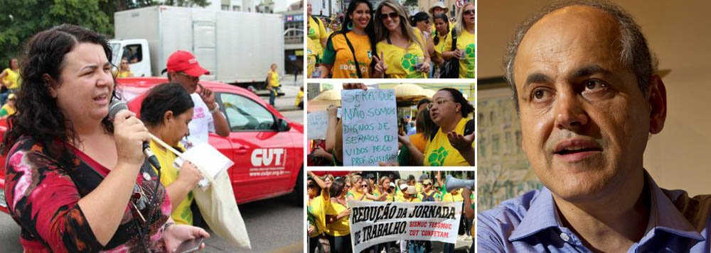 A presidenta da Central Única dos Trabalhadores (CUT-PR), Regina Cruz, em nota oficial, se solidarizou com os educadores dos CMEIs em greve há três dias; para a dirigente da central sindical, o prefeito Gustavo Fruet (PDT) foi "irresponsável" ao judicializar o movimento grevista; "Não há outra saída que não a reversão do processo de judicialização que criminaliza o movimento sindical", diz um trecho do texto