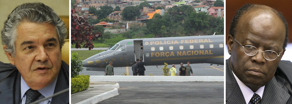 O ministro Marco Aurélio Mello foi o primeiro integrante do Supremo Tribunal Federal a contestar a decisão - ilegal, segundo vários juristas - de determinar a transferência dos presos condenados em regime semiaberto para Brasília; “O que não compreendi, e estou aguardando uma justificativa, foi a vinda dos acusados para Brasília. Para quê? Para depois eles retornarem à origem?”, questionou; clima no STF é de total constrangimento diante da atitude do presidente Joaquim Barbosa