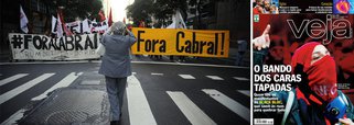 Retratada como "cara-tapada" e "Black Bloc" na capa da revista Veja, a jovem Emma promete redigir uma carta aberta contestando a publicação; num vídeo, Emma diz para a Editora Abril: “A população está vendo o que vocês estão fazendo”; leia reportagem do Diário do Centro do Mundo