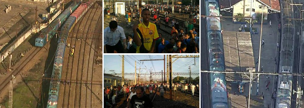 Composição seguia de Japeri, na Baixada Fluminense, para a Central do Brasil, no centro da cidade, quando saiu dos trilhos próximo à estação de Deodoro, por volta das 6h30; agentes da empresa foram ao local para ajudar no deslocamento dos passageiros até a plataforma