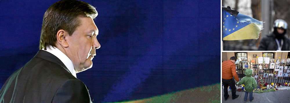 Segundo autoridades da Ucrânia, o ex-presidente, que no sábado foi cassado pelo Parlamento, tentou sair do país em um avião particular, mas o voo não foi autorizado pela guarda de fronteiras; seu paradeiro é desconhecido