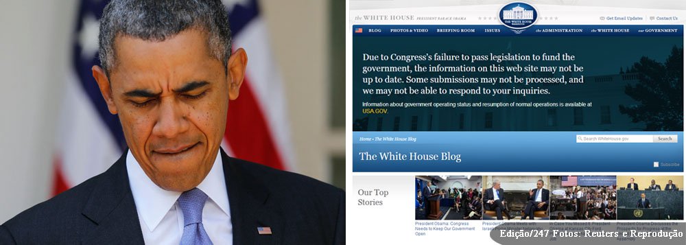 Página que publica informações sobre o presidente Barack Obama diz que atualização está comprometida "devido ao fracasso do Congresso para aprovar a legislação que financia o governo"; falta de acordo entre congressistas paralisa governo dos Estados Unidos