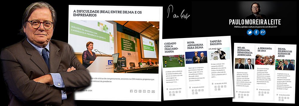 Um dos mais premiados jornalistas brasileiros, Paulo Moreira Leite, que já ocupou funções de comando em Veja, Época e Istoé, é o novo diretor do 247 em Brasília; seu blog (www.paulomoreiraleite.com) será um espaço para o debate político plural e também para a discussão dos principais temas da agenda pública brasileira; animado com a nova fase, PML fala sobre a mudança: "O bom jornalismo não escolhe época nem veículo; o que importa é aliar a velocidade da internet com o bom jornalismo"