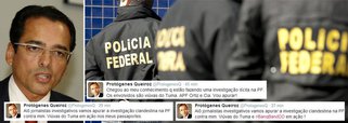 O deputado Protógenes Queiroz (PCdoB/SP), que é também delegado federal, foi ao Twitter para denunciar uma suposta investigação da Polícia Federal contra ele, que seria relacionada aos seus passaportes; Protógenes atribui a investigação, que seria clandestina, a "viúvas do Tuma" e ao banqueiro Daniel Dantas, personagem de um livro lançado recentemente sobre a Operação Satiagraha, conduzida por ele