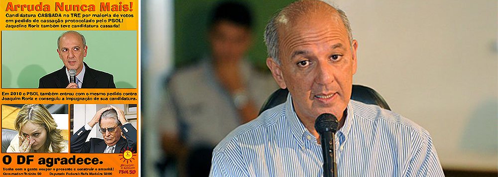 Candidato do PR, José Roberto Arruda teve seu registro negado com base na Lei da Ficha Limpa, o que também aconteceu com Jaqueline Roriz (PMN), candidata a deputada federal; ele foi condenado em primeira instância no julgamento do mensalão do DEM; cabe recurso junto ao Tribunal Superior Eleitoral (TSE); Toninho do Psol, que também concorre ao Palácio do Buriti e é autor do pedido de impugnação, comemorou decisão nas redes sociais