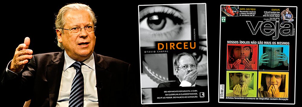 Ex-ministro da Casa Civil fala pela primeira vez sobre o livro "Dirceu", escrito pelo jornalista Otávio Cabral, de Veja. "Fui vítima – isso mesmo, vítima – de uma das piores biografias recentemente publicadas", diz ele. "Não foi autorizada, porém o mais grave não é o fato de ter sido produzida à revelia, mas sim o de oferecer aos leitores um livro repleto de erros – graves e em dezenas –, inverdades, impropriedades e com trechos de pura ficção"; mesmo assim, José Dirceu é contra censurar biografias