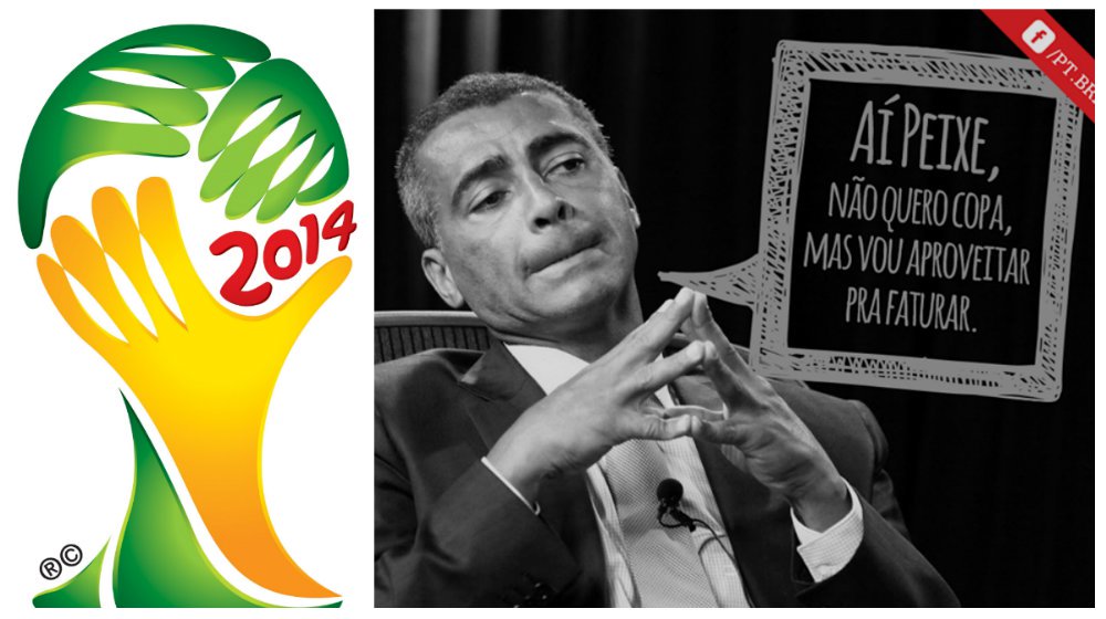 Partido ironizou críticas do deputado do PSB ao Mundial no Facebook: “O deputado federal Romário (PSB-RJ), quem diria, criticou tanto a Copa Das Copas, mas vai ganhar muito dinheiro por participar de duas peças publicitárias relacionadas ao mundial. Como assim? Quer dizer que ele aceita fazer anúncio de algo que não acredita apenas por conta do lucro? É! De bobo esse baixinho não tem nada”