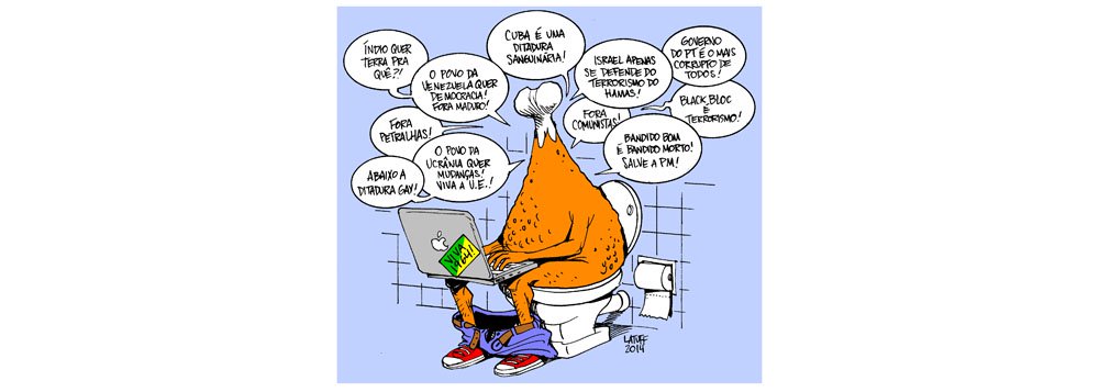 Cartunista disseca os slogans e os padrões de comportamento dos coxinhas na rede mundial de computadores