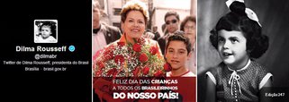 Presidente relembra, nas redes sociais, iniciativas do governo federal que abrangem educação, saúde, desenvolvimento social e os direitos dos "brasileirinhos"; em sua conta no Twitter e no Facebook, Dilma desejou "um FELIZ DIA DAS CRIANÇAS a todas as brasileirinhas e todos os brasileirinhos!"