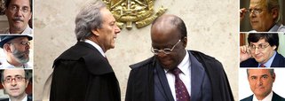 Afinal, por que Joaquim Barbosa teve mais uma explosão diante das câmeras no plenário do STF? Fruto do já conhecido temperamento autoritário e desrespeitoso? Na verdade, seu temor é ser forçado a corrigir um erro que ele próprio cometeu, na definição das penas, ao omitir a data de morte de José Carlos Martinez (abaixo à dir.), com quem o PT fechou um acordo eleitoral e que faleceu em outubro de 2003; a data tem papel essencial na definição de penas de réus como Bispo Rodrigues, pivô da discussão de ontem, e até de José Dirceu; brigada da mídia já se movimenta para evitar que o erro seja revisto, como nas colunas de Merval Pereira, Reinaldo Azevedo e Josias de Souza