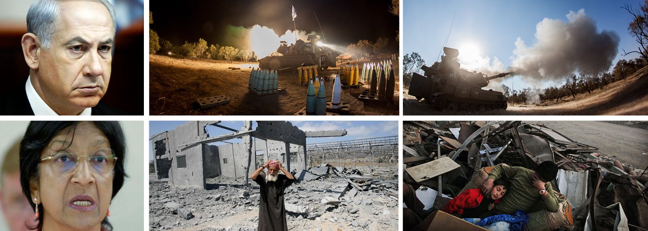 Contra o voto dos Estados Unidos e com 19 abstenções, o Conselho de Direitos Humanos das Nações Unidas aprovou a formação de comissão para investigar governo de Benjamin Netanyahu por crimes de guerra na ofensiva contra a população civil na faixa de Gaza; 29 dos 47 países-membros votaram a favor; comissária da ONU para Direitos Humanos, Navi Pillay fez comentário duro; "Há forte possibilidade de terem sido cometidos crimes de guerra. Cada incidente tem de ser investigado de modo adequado e independente"; 120 crianças já morreram, 900 estão feridas e, segundo a ONU, 107 mil sofreram traumas por perdas de parentes e moradias; baixas civis são mais de 600 entre os palestinos