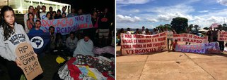 Cerca de 33 jovens armaram barracas no gramado próximo à avenida que separa o Congresso Nacional do palácio e protestavam contra o MEC e o Grupo Galileo, que administra a universidade, recentemente descredenciada; eles querem falar com a presidente Dilma Rousseff 