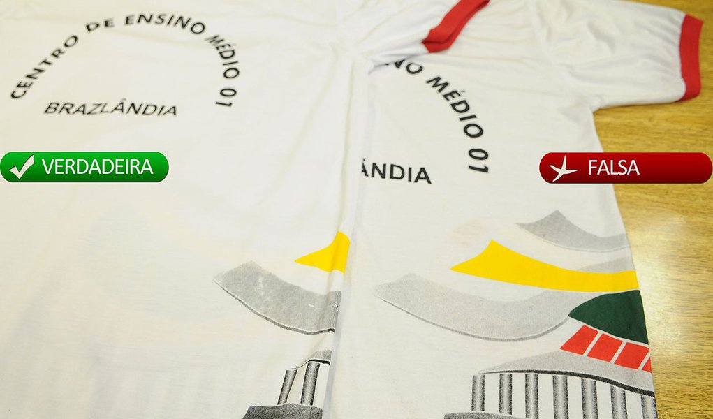 De um lote de quase 2,9 mil camisetas confeccionadas para o uniforme das escolas públicas do DF, produzidas pela "Fábrica Social", 27 apresentaram diferenças grosseiras de acabamento, como arte menor, tinta desbotada e com posicionamento diferente, fonte da letra em tamanho maior e a palavra ensino escrita com a letra "c"