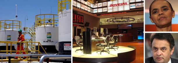 Impulsionado pela alta de mais de 5% das ações da estatal, o Ibovespa registrou hoje o melhor pregão desde 18 de julho, com alta de 2,27%, aos 59.735 pontos, com o mercado de olho nas eleições presidenciais; pesquisa Ibope em São Paulo, Minas Gerais e Rio de Janeiro será divulgada nesta terça-feira e poderá mostrar a candidata do PSB, Marina Silva, à frente de Aécio Neves (PSDB); outra mostra, a CNT/MDA será divulgada na quarta-feira; nova pesquisa Datafolha também será realizada esta semana; política domina mercado financeiro