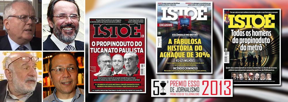 Clima de revolta no meio jornalístico; com os jurados Ricardo Setti (Veja), Marcus Emilio Gonçalves (ex-editor de Veja), José Marcio Mendonça (economista ligado ao PSDB), Matinas Suzuki (ex-Folha) e Kristina Michahelles (ex-Veja), Prêmio Esso evita conferir o grande prêmio do ano à série de reportagens da Istoé sobre o escândalo Siemens e Alstom; denúncias reabriram investigação suíça, colocaram sob suspeita o promotor Rodrigo de Grandis e já causaram bloqueios judiciais de R$ 60 milhões – repita-se SESSENTA MILHÕES DE REAIS – dos suspeitos; no julgamento, Setti tratou caso como "irrelevante" e a Esso preferiu se desmoralizar de vez