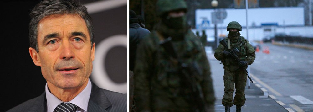 Pedido foi feito depois de uma reunião de emergência dos embaixadores da Otan em Bruxelas; "Nós pedimos que ambas as partes busquem imediatamente uma solução pacífica por meio do diálogo bilateral e mediação internacional", disse a Organização em comunicado; antes, o secretário-geral da Otan, Anders Fogh Rasmussen, pediu para a Rússia reduzir as tensões com a Ucrânia