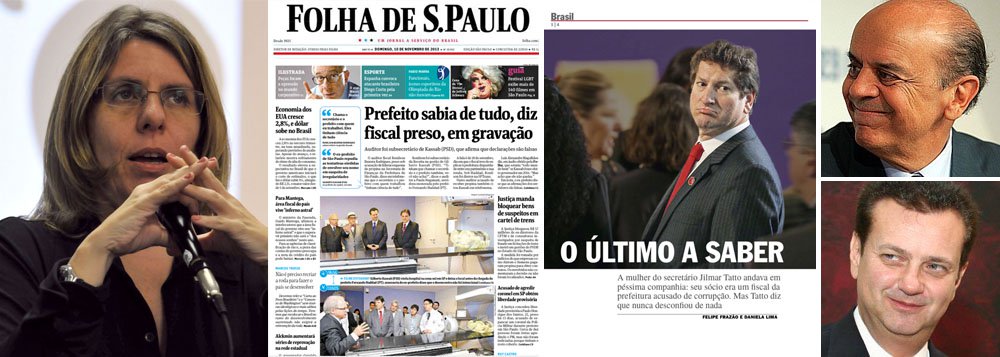 Em alguns casos, como na revista Veja desta semana, chega a ser patético; o "último a saber" das fraudes não é o ex-prefeito Gilberto Kassab, nem seu antecessor José Serra, que nomeou o secretário Mauro Ricardo, ex-chefe dos fiscais corruptos, mas sim Jilmar Tatto; Folha, usou um truque mais ardiloso, denunciado pela ombudsman Suzana Singer: disse que o "prefeito sabia", sem indicar que se tratava do ex-prefeito Kassab, e não do atual Fernando Haddad; será que uma manipulação tão escancarada não é percebida pelo leitor?