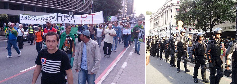 Um movimento que cansou... Convocado pela internet, o 9º Ato Contra a Copa reuniu somente “umas 100 pessoas” em protesto na frente do Theatro Municipal, zona central da capital paulista, de acordo com a Polícia Militar (PM); com palavras de ordem contra os gastos públicos necessários à realização da Copa do Mundo no Brasil e empunhando faixas e cartazes nos quais asseguram que o Mundial, de 12 de junho a 13 de julho, será a “Copa das Manifestações”; manifestantes não conseguiram adesão popular e movimento contra a Copa vai encolhendo cada vez mais