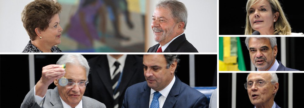 Após sessão no Senado que celebrou os 20 anos da moeda, convocada pelo presidenciável do PSDB, Aécio Neves, parlamentares petistas foram à tribuna responder às críticas dos tucanos; ex-presidente Fernando Henrique atacou a gestão do PT e protestou: "não dá mais"; ex-ministra da Casa Civil, Gleisi Hoffmann disse que ex-presidente Lula 'salvou' e 'resgatou' o Plano Real, além de ter resguardado os pressupostos da macroeconomia; "Hoje, temos um país com estabilidade macroeconômica, mas um país que inclui sua gente"; líder do PT, Humberto Costa escreveu no Twitter que "o PSDB ignorar os avanços dos governos do PT é estelionato com a História"; Eduardo Suplicy também discursou em defesa do governo