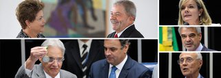 Após sessão no Senado que celebrou os 20 anos da moeda, convocada pelo presidenciável do PSDB, Aécio Neves, parlamentares petistas foram à tribuna responder às críticas dos tucanos; ex-presidente Fernando Henrique atacou a gestão do PT e protestou: "não dá mais"; ex-ministra da Casa Civil, Gleisi Hoffmann disse que ex-presidente Lula 'salvou' e 'resgatou' o Plano Real, além de ter resguardado os pressupostos da macroeconomia; "Hoje, temos um país com estabilidade macroeconômica, mas um país que inclui sua gente"; líder do PT, Humberto Costa escreveu no Twitter que "o PSDB ignorar os avanços dos governos do PT é estelionato com a História"; Eduardo Suplicy também discursou em defesa do governo