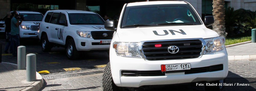 A equipe, que chegou ao país pela fronteira com o Líbano, tem 19 integrantes encarregados do trabalho de destruição das armas químicas e 14 representantes da Organização das Nações Unidas