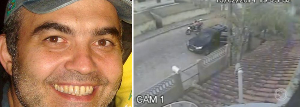 A Polícia Civil divulgou imagens do assassinato do jornalista Pedro Palma, de 47 anos, em Governador Portela, distrito de Miguel Pereira, localizado no sul do Rio, ocorrido em fevereiro deste ano; as imagens mostram Pedro descendo do carro; momentos depois, dois homens em uma moto se aproximam do veículo; um deles desce e dispara contra o jornalista; ninguém foi preso até o momento