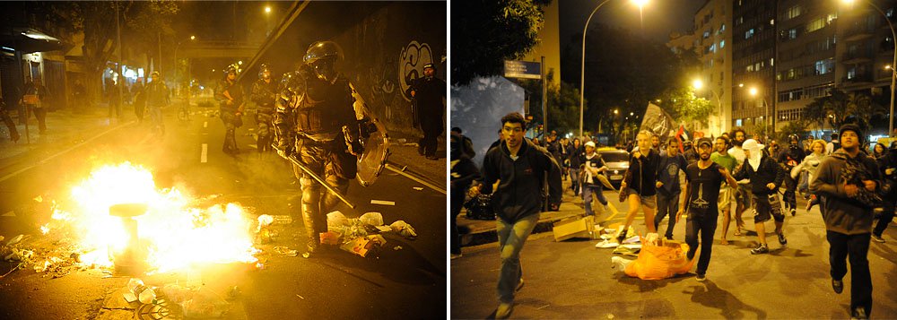 Manifestantes, conhecidos por usar roupas pretas e rostos cobertos, seguiram para a 5ª Delegacia de Polícia (Lapa), no centro, após detenção de integrantes do movimento em um protesto contra o governador do Rio de Janeiro, Sérgio Cabral, na zona sul. Bombas de gás lacrimogêneo foram usadas para dispersar o grupo