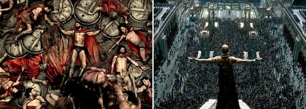 O filme de ação baseado na Grécia clássica "300: A origem de um Império" saiu à frente com vendas de 45 milhões de dólares de ingressos (26,9 milhões de euros) na batalha pelo primeiro lugar no fim de semana nas bilheterias da América do Norte, deixando muito para trás o filme "As aventuras de Peabody &amp; Sherman"