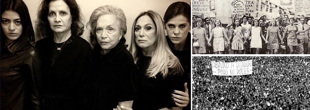 Atrizes Carol Castro, Rosamaria Murtinho, Nathália Timberg, Suzana Vieira e Barbara Paz, da novela Amor à Vida, posaram consternadas, e de preto, em protesto contra a decisão do ministro Celso de Mello, que assegurou a alguns réus da Ação Penal 470 a primeira oportunidade de apelação; pelo jeito, as atrizes não têm apreço pelas liberdades e garantias individuais; já houve um tempo em representantes das artes, como Tônia Carrero, Odete Lara, Eva Tudor, Eva Wilma e Norma Bengell, lutavam contra a ditadura; hoje, elas parecem querer o arbítrio judicial