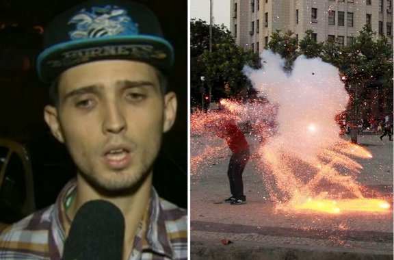 Fábio Raposo, que manuseou o artefato que atingiu o cinegrafista Santiago Andrade, foi preso nesta manhã, na casa dos pais; o profissional da Band segue em estado gravíssimo, em coma induzido; foi atingido pela bomba quando cobria um protesto contra os reajustes de ônibus no Rio de Janeiro; se condenado, Raposo pode pegar até 35 anos de prisão, por tentativa de homicídio; advogado tenta convencê-lo a aderir à delação premiada, para que entregue outros black blocs; será que o Estado começa a reagir contra a violência dos manifestantes?