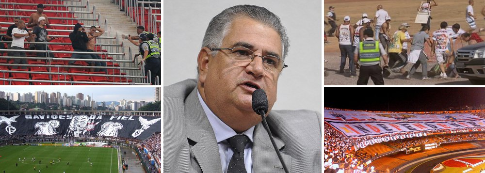 Aqui não!; na prática, é o que o secretário extraordinário da Copa, Claudio Monteiro, está dizendo para duas das torcidas organizadas de Corinthias e São Paulo; em razão de vandalismo em jogos recentes, agremiações estão proibidas de voltar a pisar no estádio Mané Garrincha; decisão foi tomada em conjunto com secretário de Segurança do DF, Sandro Avelar; Ministério Público apoiou; quem quiser brigar terá de procurar outra freguesia