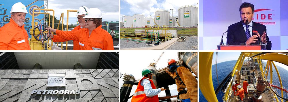 Ao discutir com empresários sua agenda para a economia, o presidenciável tucano Aécio Neves (PSDB-MG) antecipou que pretende rever o modelo de partilha no setor de petróleo, retomando as concessões; segundo ele, o Brasil está atrasado na competição por recursos para o setor; "nos últimos anos, foram investidos US$ 300 bilhões e o Brasil não está mais sozinho", disse ele; "foram feitas novas descobertas no Golfo do México e na costa africana"; no governo federal, a proposta de Aécio é vista como a entrega do pré-sal a investidores internacionais; debate incendeia nacionalistas