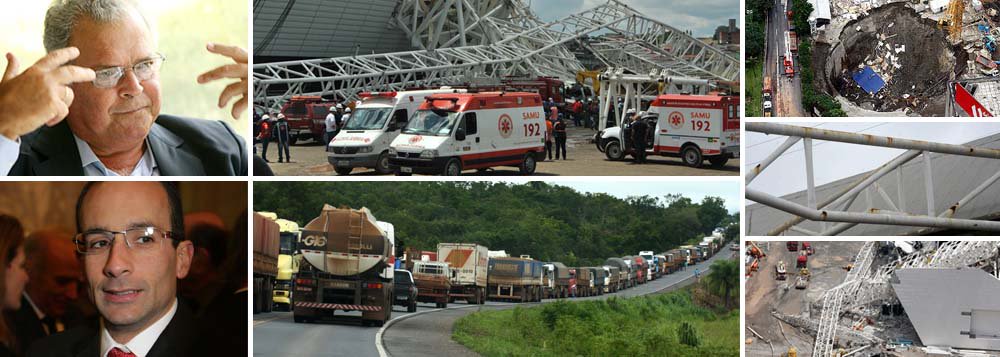 Eram pouco mais de 10h da manhã quando a empreiteira de Emílio e Marcelo Odebrecht comemorava a vitória no leilão da BR-163, no Mato Grosso; duas horas depois, ela tinha notícia do acidente no Itaquerão, que mancha a imagem não só da companhia, mas também do País, quando faltam apenas seis meses para o início da Copa do Mundo de 2014; histórico de acidentes da empreiteira, que já teve problemas no metrô de São Paulo e também no Engenhão, pesa contra a empresa; além disso, o desastre dará munição aos críticos da realização do Mundial no Brasil