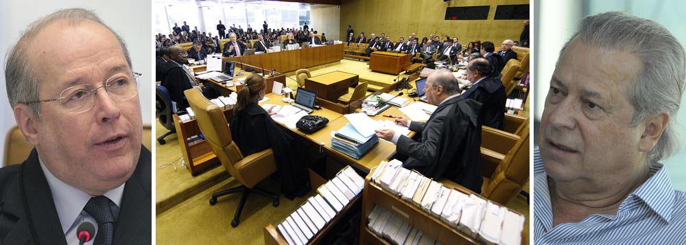 Ministro decano do STF fez discurso duro ao final da análise dos recursos de José Dirceu, totalmente rejeitados pela maioria da corte; além de dizer que Dirceu foi, na verdade, beneficiado pela Justiça, Celso de Mello afirmou que "o Supremo não agiu com extremo rigor" na Ação Penal 470; Dias Toffoli concordou com a defesa do petista de que houve pena duplicada para o mesmo delito e votou pela redução da punição do réu por quadrilha, de 2 anos e 11 meses para 2 anos e 4 meses; ele foi seguido pelos ministros Ricardo Lewandowski e Marco Aurélio de Mello; "Alguma coisa aí não fecha", disse Marco Aurélio; ex-ministro da Casa Civil foi condenado a dez anos e dez meses de prisão