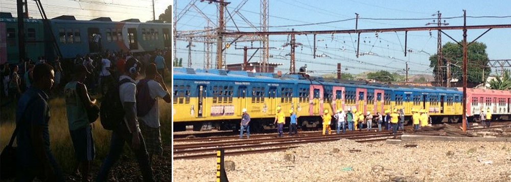 O número de pessoas feridas no descarrilamento de um trem no Rio de Janeiro subiu para sete; a assessoria de imprensa dos Bombeiros informa que as vítimas tiveram apenas ferimentos leves, depois que um trem saiu do trilho por volta das 6h30 de hoje (10) próximo à estação de Deodoro, no subúrbio da cidade do Rio