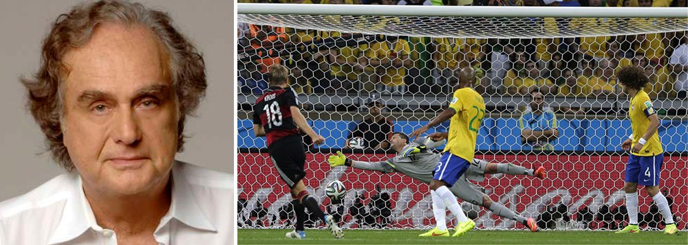 Colunista Arnaldo Jabor diz que brasileiro não estava preparado para ser o “maior do mundo” em coisa nenhuma e que complexo aparece na submissão à Fifa: “Mas ninguém cresce sem sentir o gosto amargo da vergonha. Sempre fomos condenados à esperança, ansiando por uma redenção pelo futebol, mas pode ser que agora a gente vá assumir a própria miséria, a própria lepra, e isso será nossa salvação”